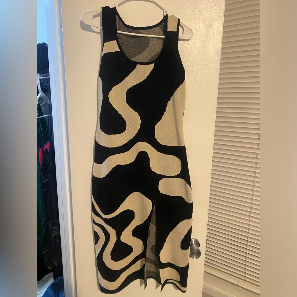 Black and cream sweater dress